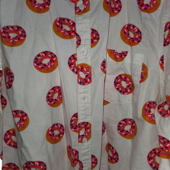Men's Cut - H&M Divided Blue All Over Donut Print Button Down - Picture 6 of 12